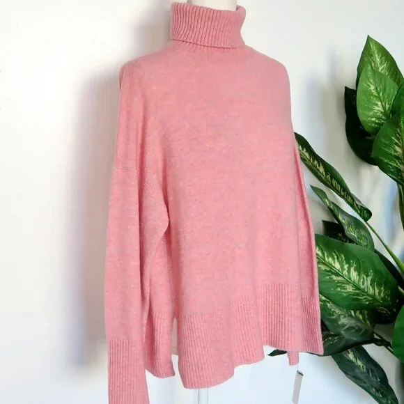 J. Crew Pink Merino Wool Alpaca Knit Turtleneck Sweater in Supersoft Yarn M